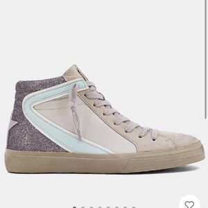 SHUSHOP sneakers, size 7.5.High tops.Neutral color, silver glitter.Worn twice.